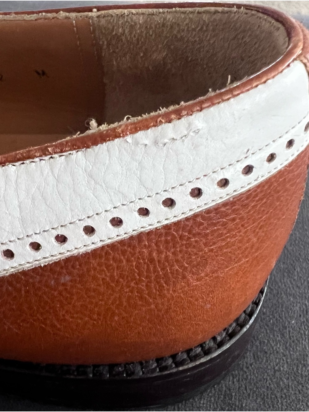Mezlan Spectator Wingtip Oxfords Men’s US 12 Brown White Leather/Spain - Picture 7 of 16